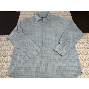 Peter Millar Summer Comfort Shirt Mens XL Blue‎ Plaid Performance Stretch Nylon